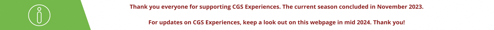 CGS Experiences - Announcement